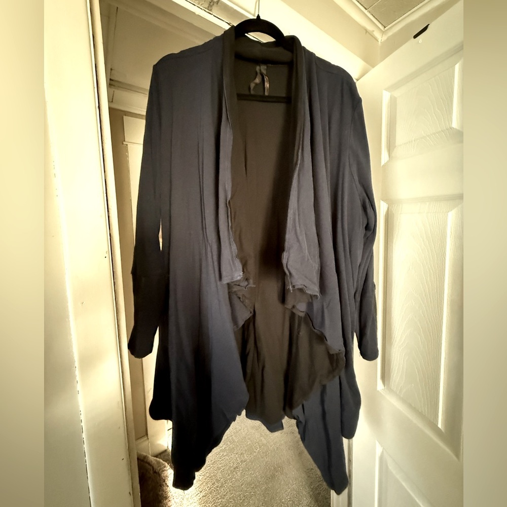 Melissa McCarthy Seven Navy Open Front Cardigan